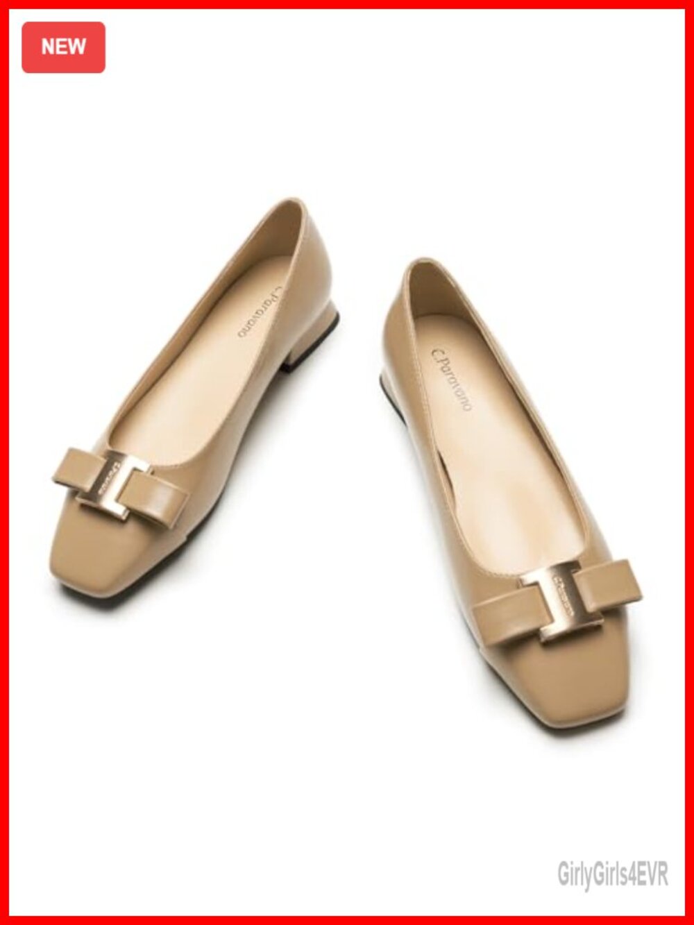 Lambskin Lined Leather Ballet Flats Square Toe Dressy Casual Shoes